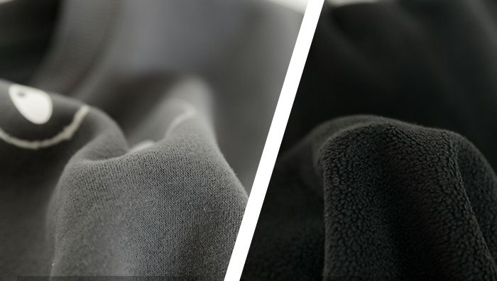 TONGMO - (加絨)圓領長袖上衣/大學T-大眼睛-黑色