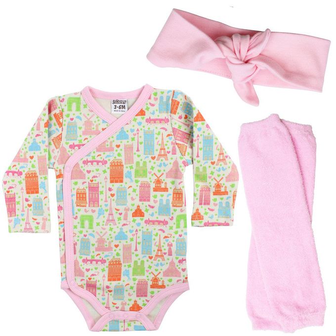 美國 juDanzy - 三件式禮盒組(包屁衣+髮帶與襪套)-甜美粉嫩