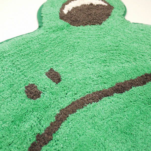 日本 TOMO - 可愛動物大頭地墊/腳踏墊-青蛙-淺綠 (約37×50cm)