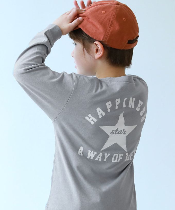 日本 devirock - 100%棉 定番印花長袖T恤-背後薯條-淺灰