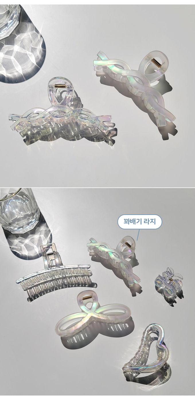 韓國 Soo&Soo - 歐若拉炫光髮夾-麻花捲-透明