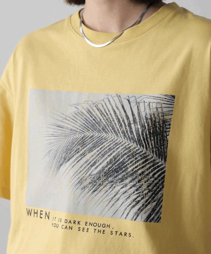 日本 Bab - 100%棉 清新夏日樹葉印花T恤-白