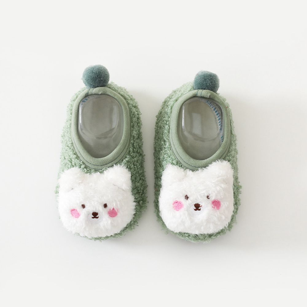 Vanibaby - Vanibaby 防滑嬰兒鞋 學步鞋 絨毛小熊嬰兒鞋-綠色
