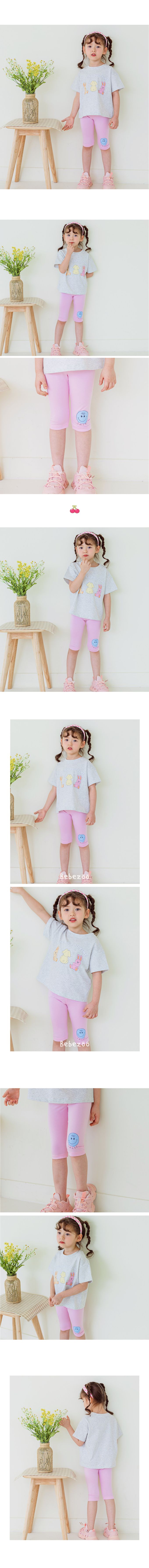 韓國 Bebezoo - 鬆緊腰笑臉印彈力五分褲-淡粉