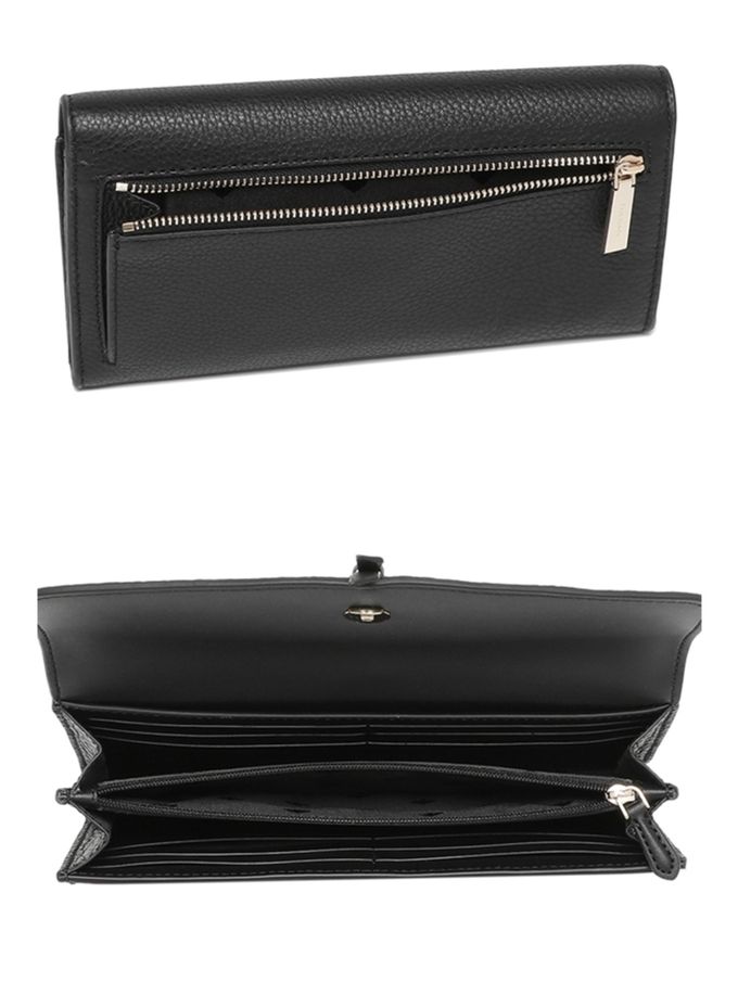 kate spade - 流蘇翻蓋皮革二折長夾-黑