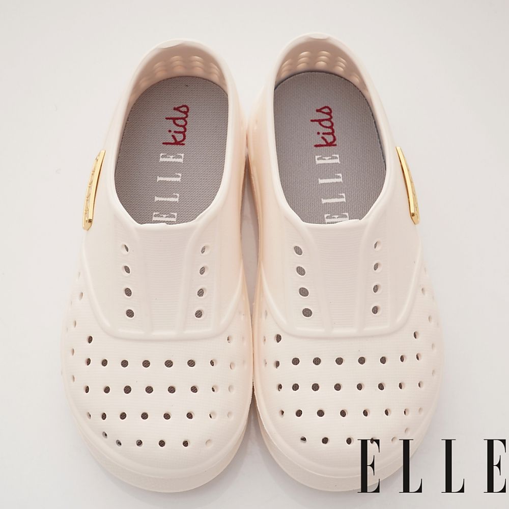 ELLE - 台灣製ELLE洞洞輕量便鞋(中小童段)-休閒鞋-白
