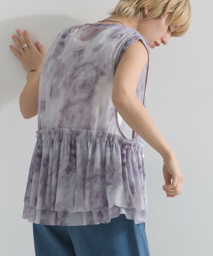 日本 le colis - 仙氣薄紗層次穿搭背心(腰抽繩)-暈染紫