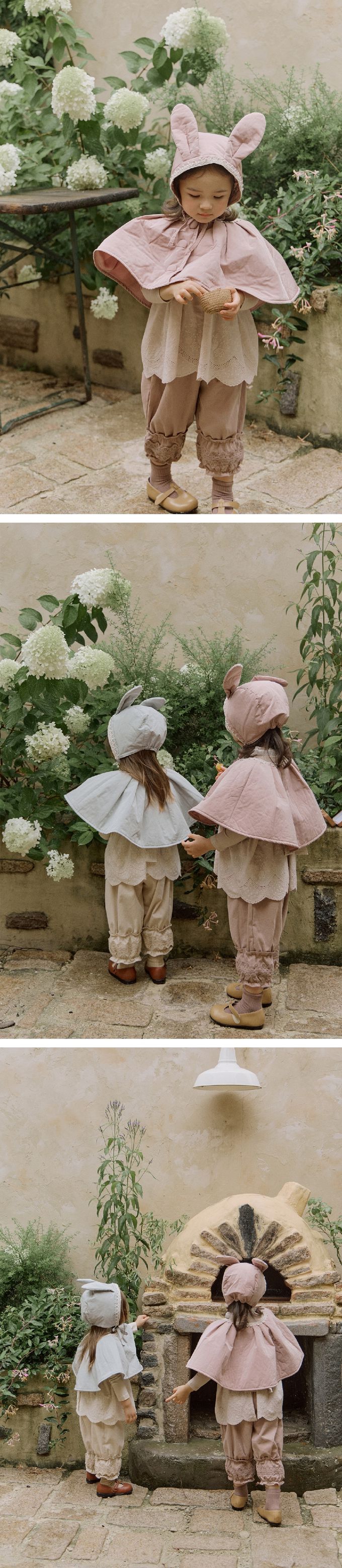 韓國 Puellaflo - 淘氣大鈕扣裝飾斗篷-灰藍綠