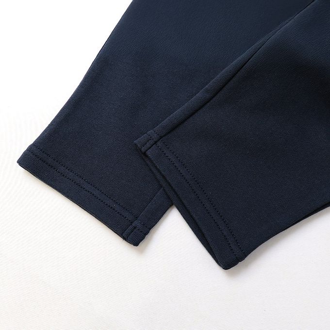 日本 ZOOLAND - 可愛熊耳朵裏毛七分褲-貓熊-海軍藍