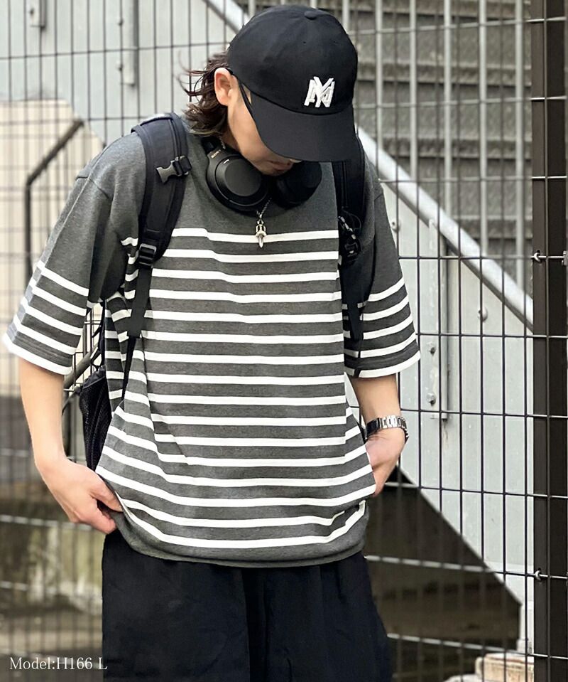 日本 Classical Elf - 圓領透氣橫條紋五分袖上衣-白x綠