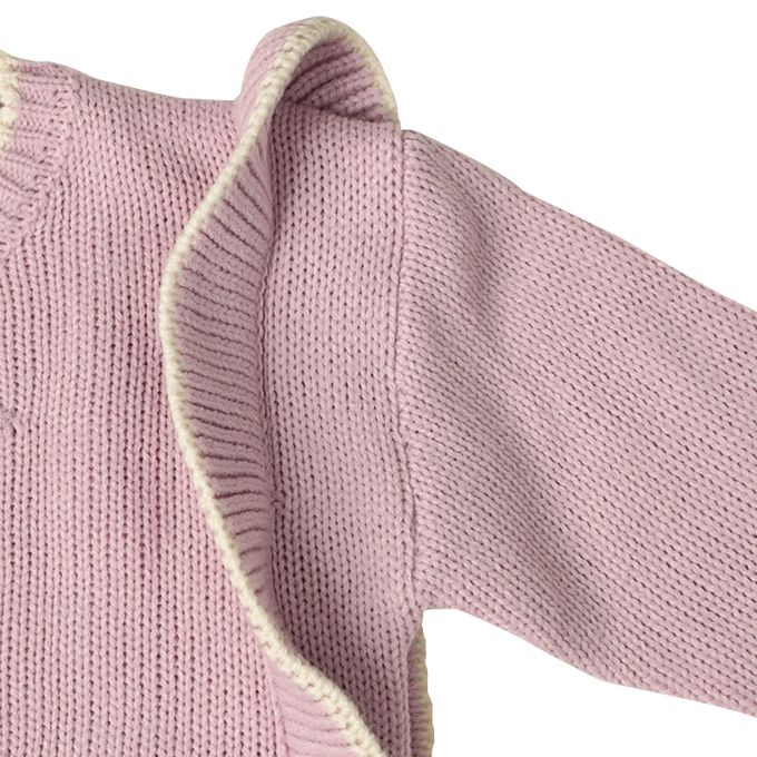 akachan honpo - 針織休閒上衣-荷葉邊-粉紅色