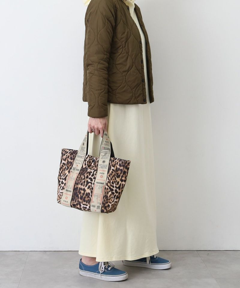 日本 COOCO - 尼龍印花粗帶手提包/托特包-黃 (W24*H26*D14cm)