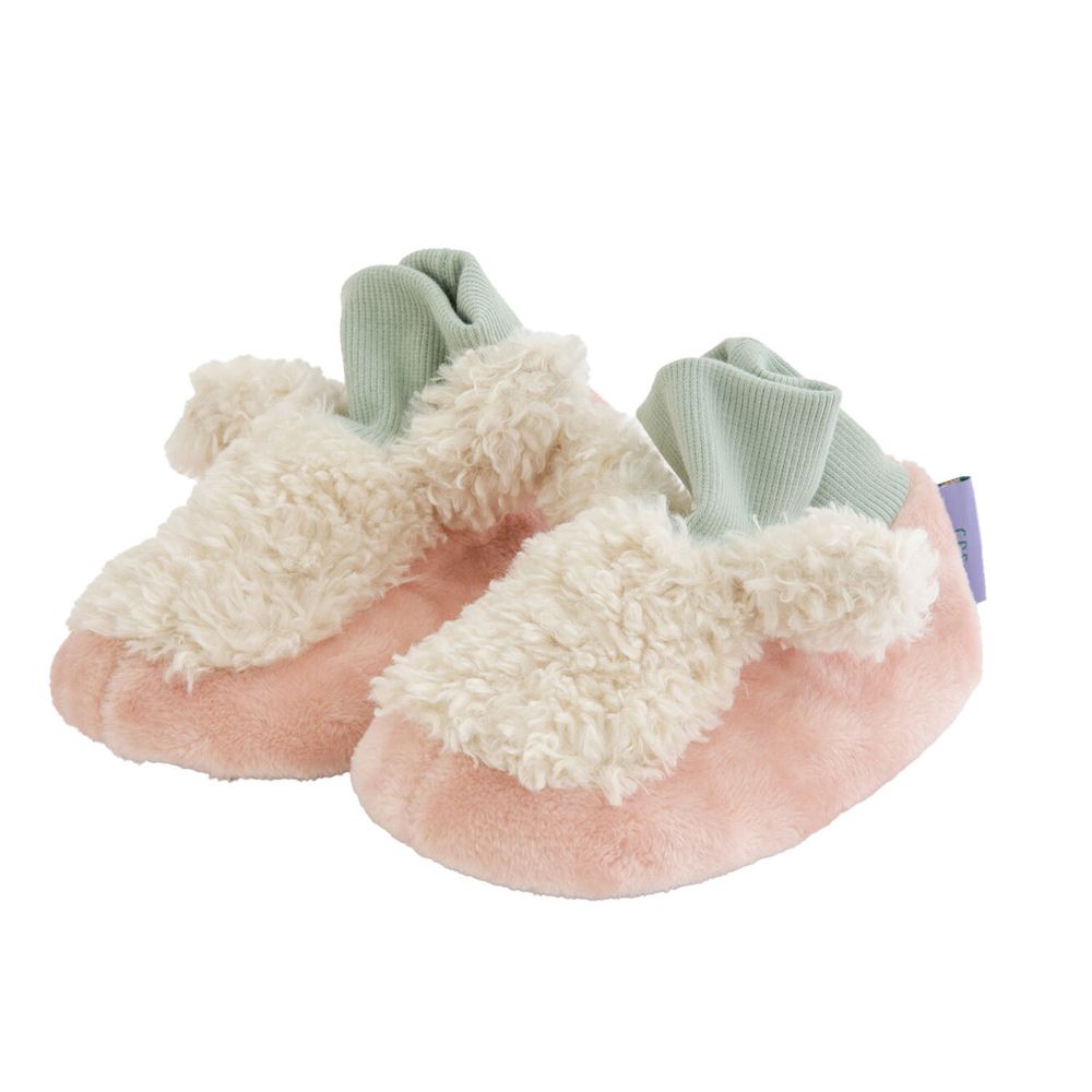 日本 BISQUE - 動物造型超柔軟保暖室內鞋(底部止滑)-兔兔-櫻花粉 (14-16cm)