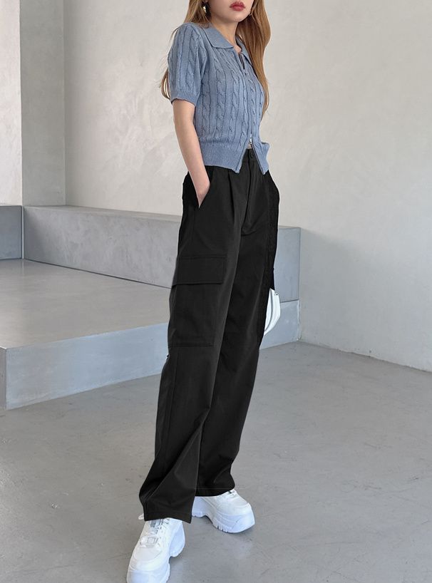 日本 GRL - 休閒百搭工裝口袋長褲-軍綠