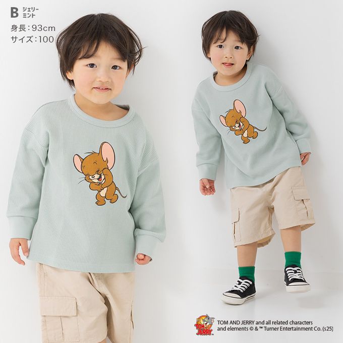 日本 Chil2 - 限定聯名 華夫格薄長袖上衣-四格表情-奶白