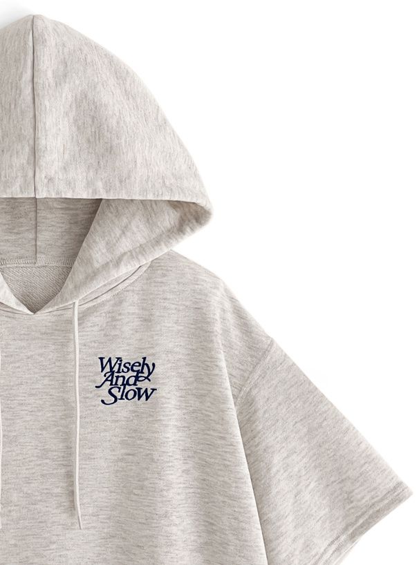 日本 GRL - 棉混刺繡短版連帽上衣-經典黑 (F)