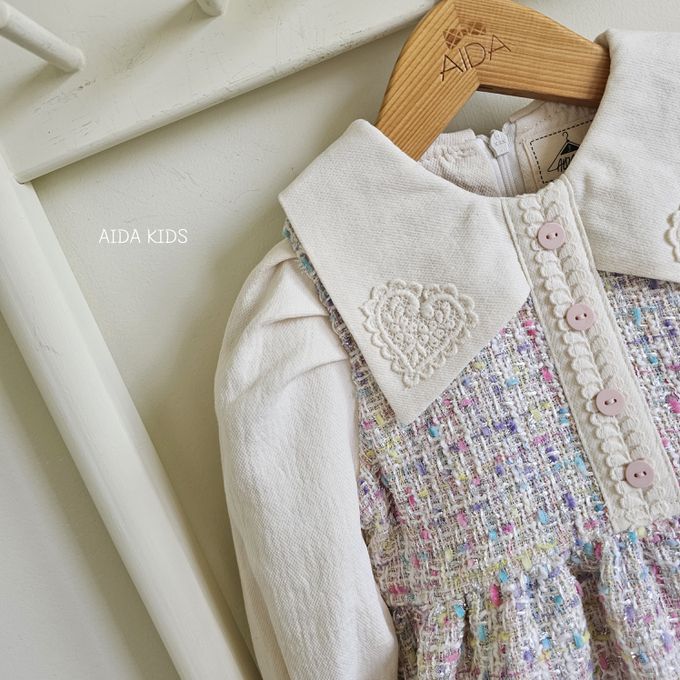 韓國 AIDA - 質感毛呢編織長袖連身洋裝-燕麥