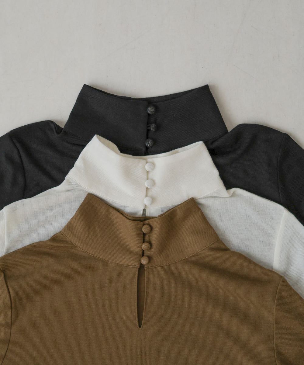 日本 Bab - 2WAY立領排扣薄長袖上衣-淺綠