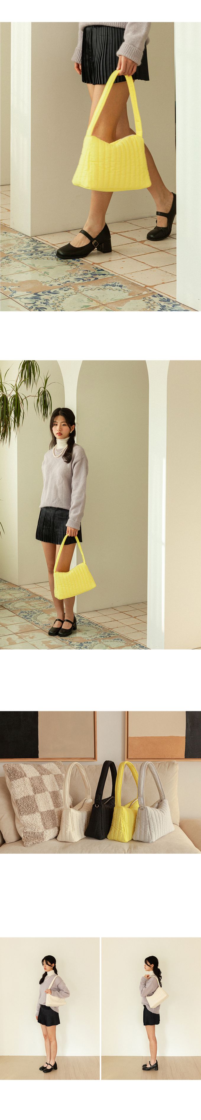 韓國 ithinkso - COZY氣墊感拉鍊肩背包-黑 (30X18X12CM)