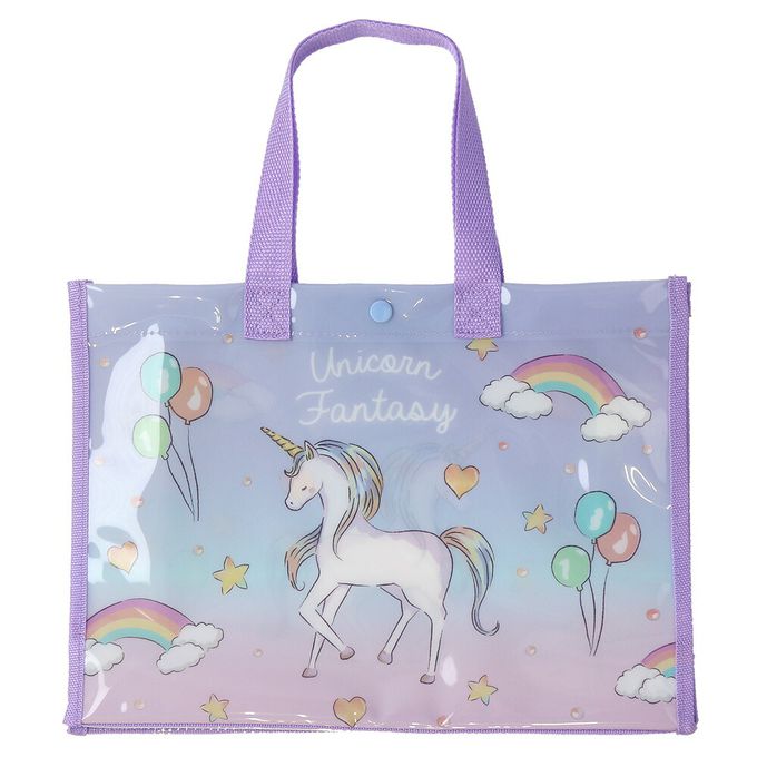 日本 ZOOLAND - 防水PVC手提袋/游泳包-滿版草莓-粉紅 (25x34cm)