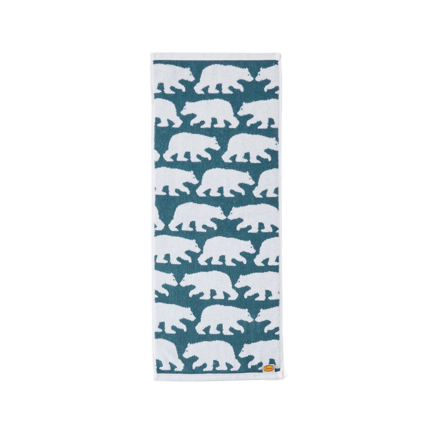 日本千趣會 - 葡萄牙製 純棉質感長毛巾-北極熊-藍綠 (33x80cm)