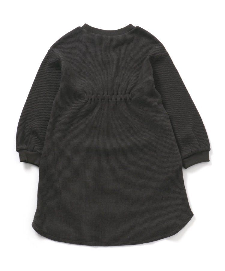 日本 apres les cours - 甜美華夫格長袖洋裝-緞帶裝飾-薄荷綠