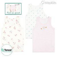 韓國 Maykids - (3入組)女寶天絲莫代爾透氣背心-紅蘿蔔兔兔