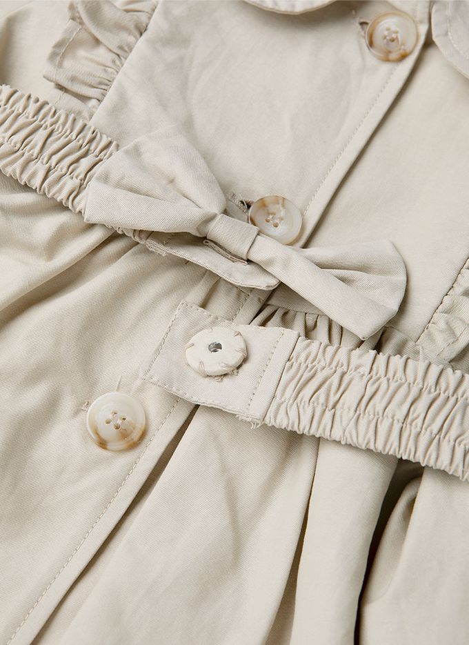 韓國 OZKIZ - 氣質裝飾腰帶長版風衣外套-卡其