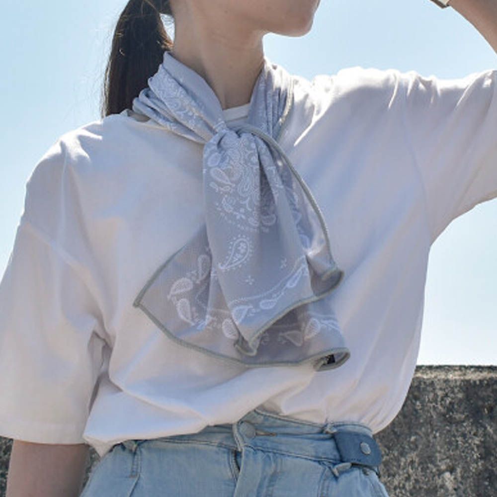 UV CUT抗菌加工降溫涼感巾-歐風圖騰-灰 (30×100cm)