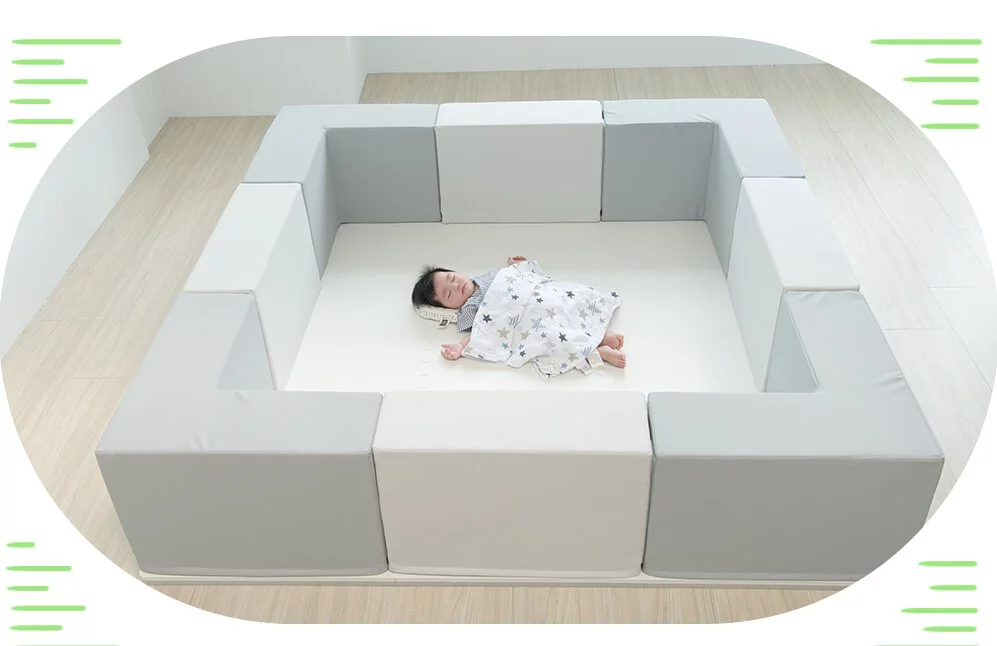 Pato.Pato - Hipopo方塊遊樂圍欄+雙色地墊安心組-可可&奶茶-圍欄6入(L型x4+I型x2)＋60x60x2cm地墊6片(附贈邊條x12)