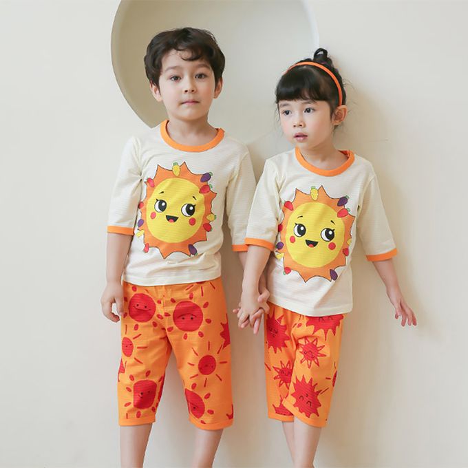 正韓 Puco - 超優質嬰幼兒/兒童七分袖100% 有機純棉家居服/睡衣-陽光燦爛