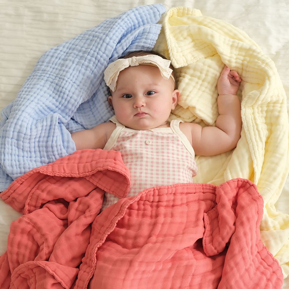 棉之境 9層純棉紗布浴巾/蓋毯-珊瑚紅-70x95cm