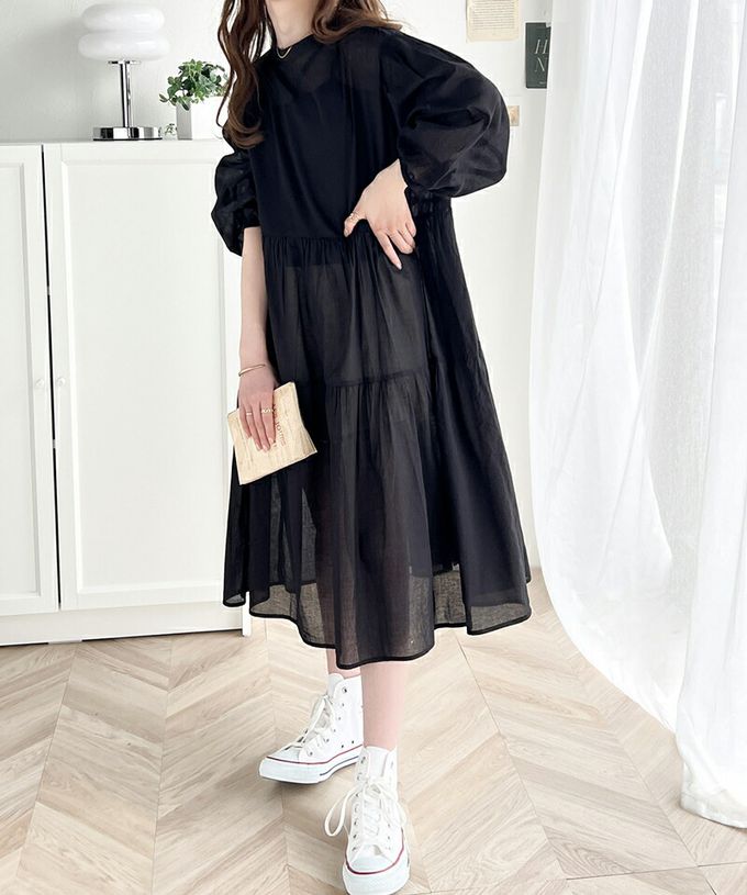 日本 Classical Elf - 2way前後穿 純棉輕透開襟襯衫洋裝-卡其米