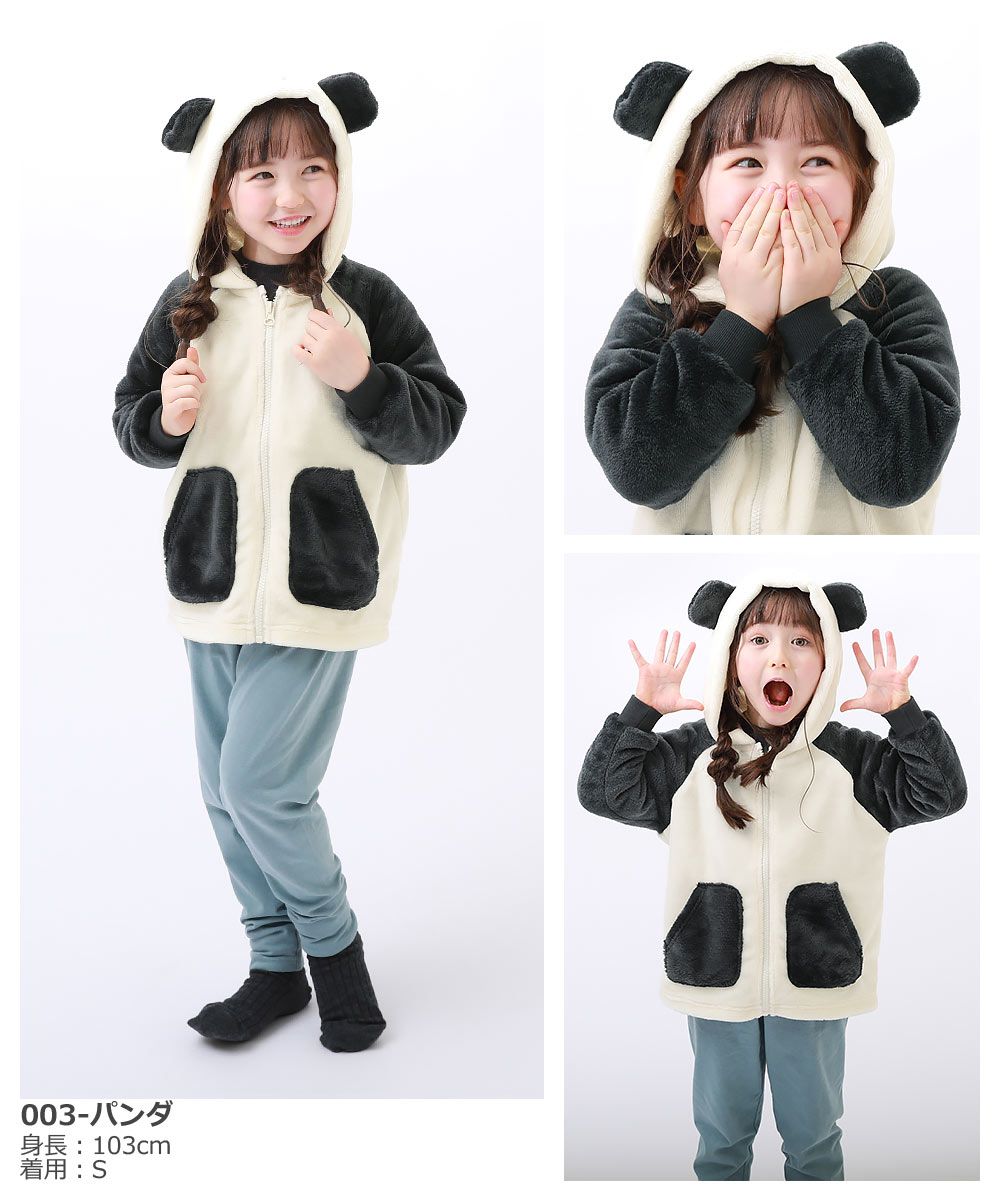 日本 devirock - 聯名款 動物造型毛絨連帽外套-熊貓