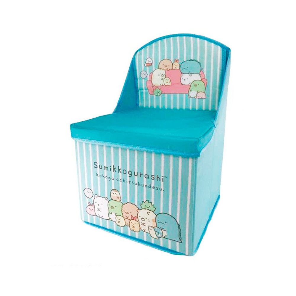 日本代購 - 角落生物 摺疊收納箱/椅(耐重30kg)-水藍 (47x29.5x29cm)
