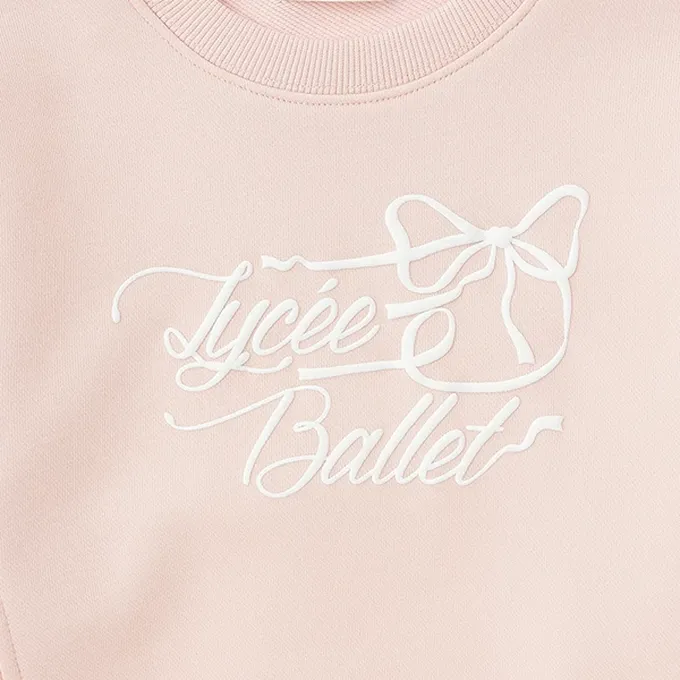 日本 Lycee mine - 可愛蕾絲袖口印花長袖上衣-粉紅