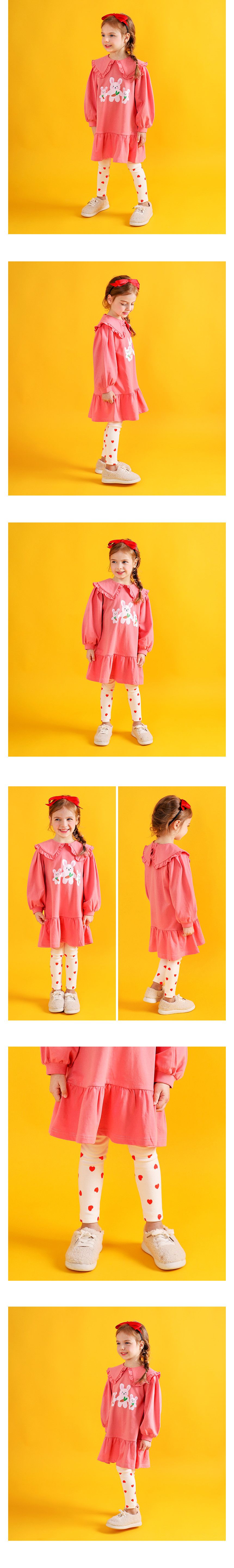 韓國 WALTON kids - 愛心點綴拼接內搭褲-奶油白