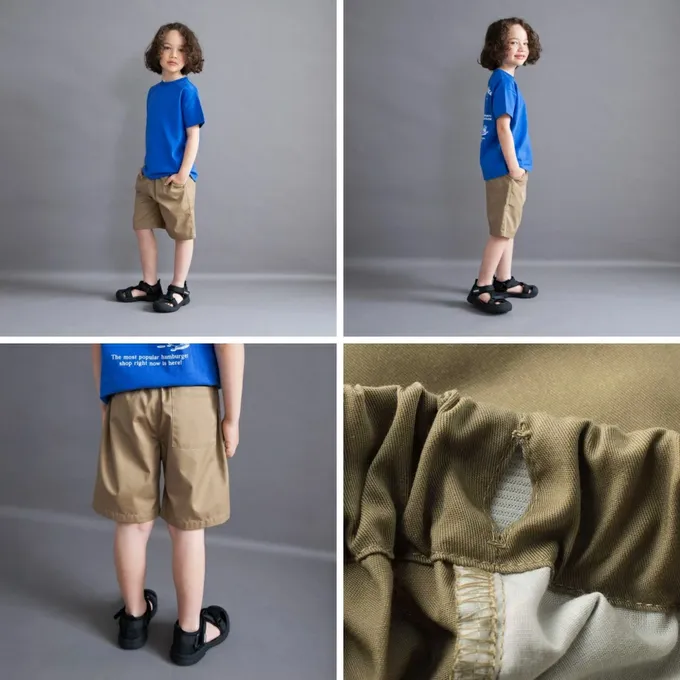 日本 BRANSHES - 挺版帥氣百搭五分褲-素色-黑