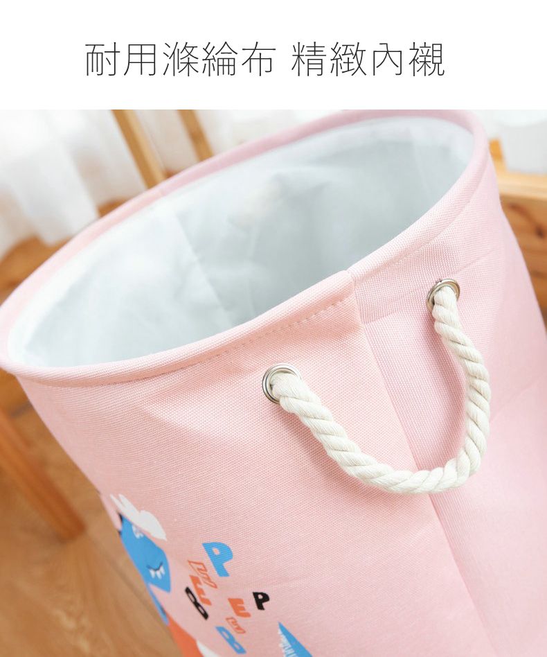 Vanibaby - 圓形雙層髒衣籃洗衣籃-恐龍款-黃色