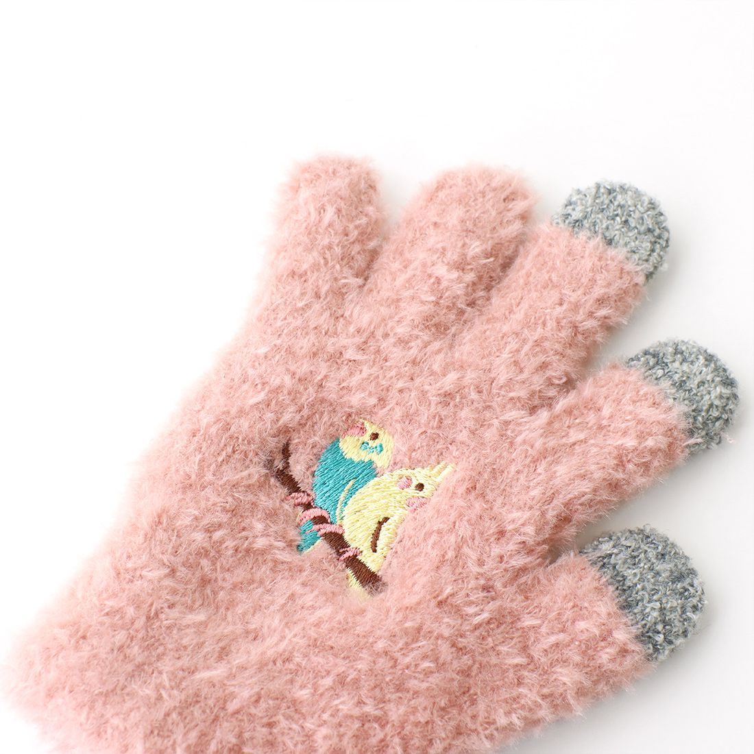 日本 TOMO - 兒童可觸控短絨保暖手套-北極熊-水藍