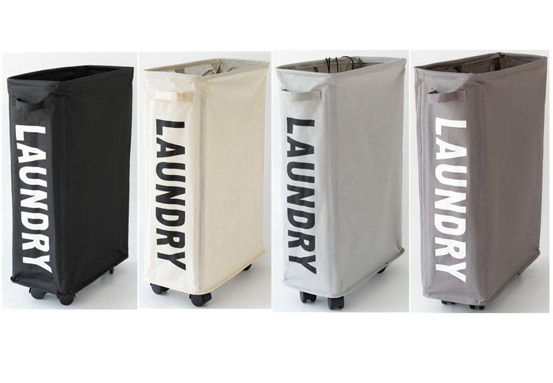 Vanibaby - 北歐風牛津布髒衣籃洗衣籃-附滾輪-白色