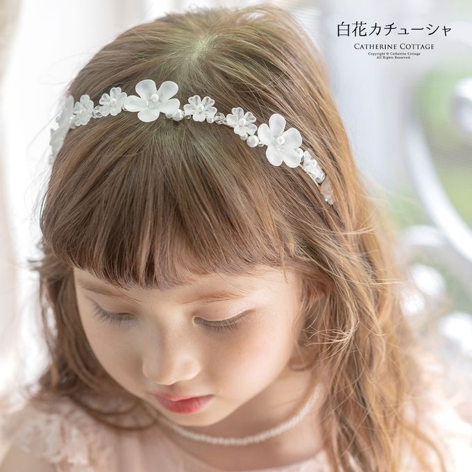 日本 Catherine Cottage - 磨砂優雅花圈造型髮箍-透光白
