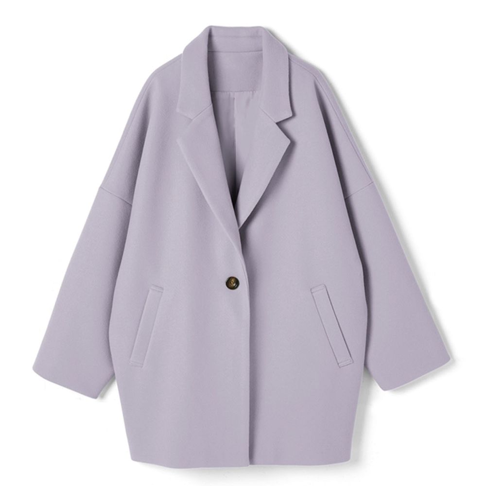 日本 GRL - 時尚顯瘦繭型中長版大衣外套-甜心紫
