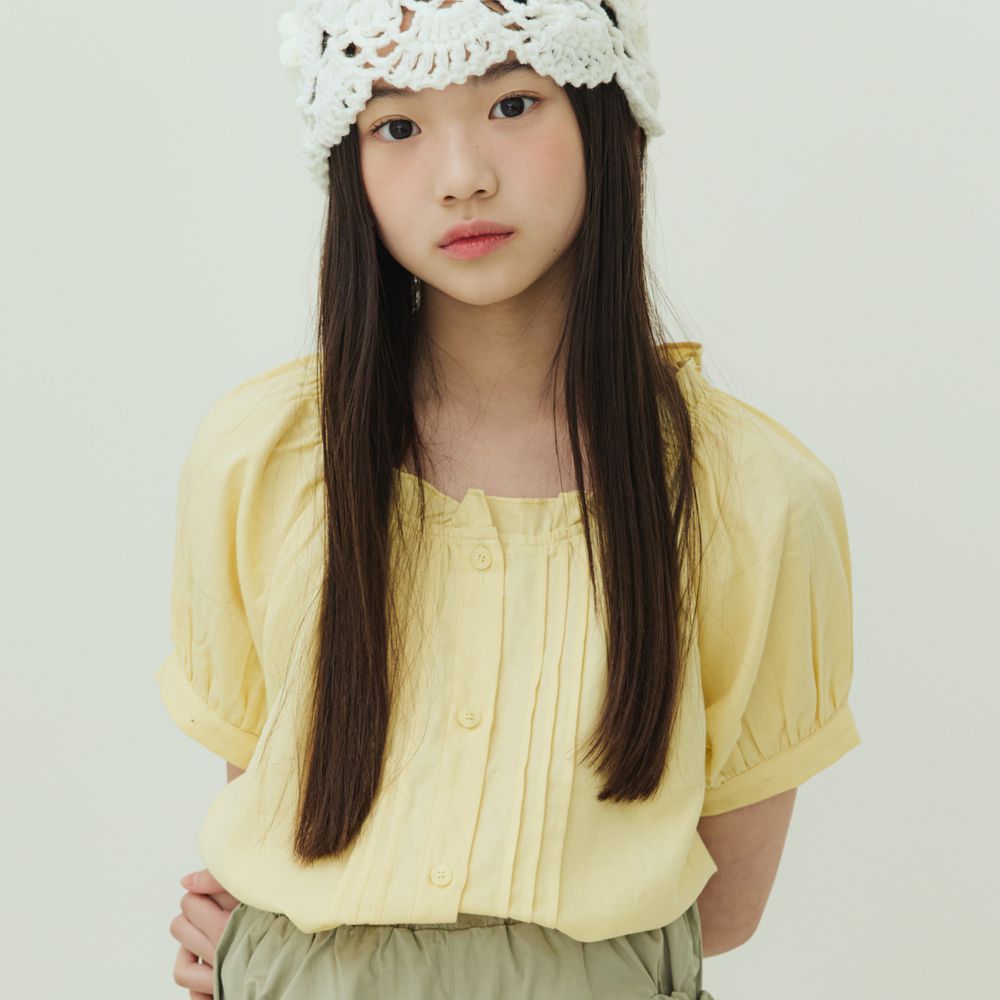 sm2 清新抓褶感燈籠袖襯衫-淺黃