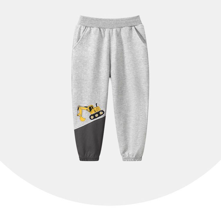 純棉長褲-挖掘機-灰色