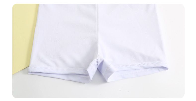 大童女孩運動風短袖泳衣套裝(二件組)-淺藍色-上衣、短褲