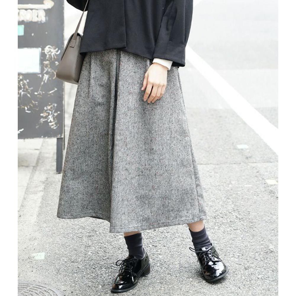 日本 zootie - 羊毛感修身格紋寬褲-黑