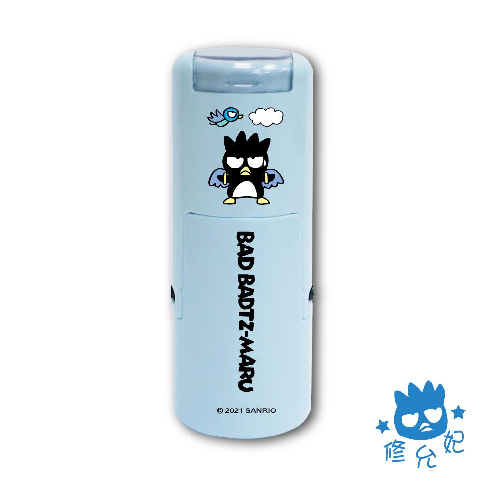 吉祥刻印 - 酷企鵝橡皮事務回墨印章/小圓章-藍色墨-印面尺寸:圓形直徑1.2cm