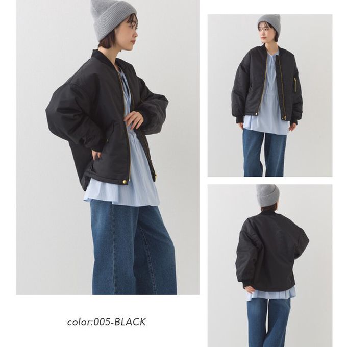 日本 OMNES - 輕盈經典光澤感MA-1飛行外套-黑