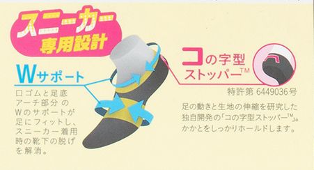 日本 okamoto - 超強專利防滑ㄈ型隱形襪-球鞋專用設計 超深履款-黑-棉混